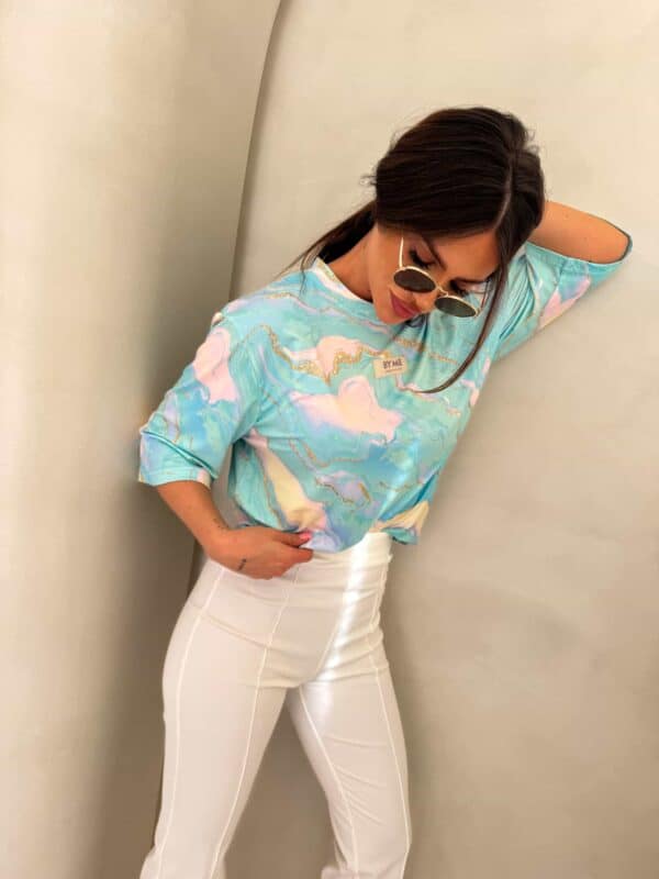 Bluzka MARMARIS print marmurek - lazur