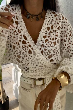 Kimono AŻUROWE NEW koła - ecru