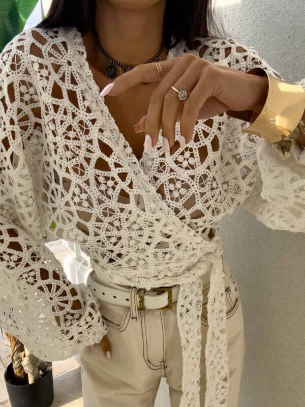 Kimono AŻUROWE NEW koła - ecru