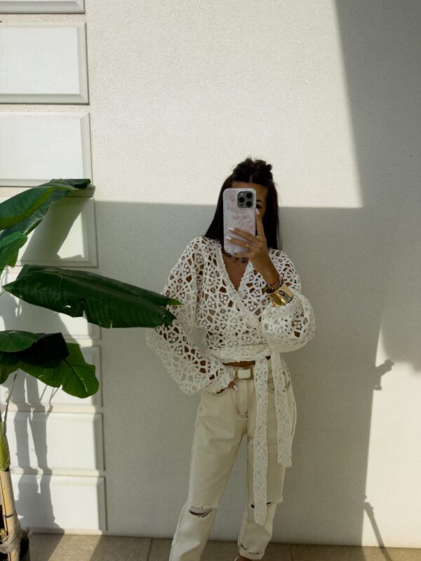 Kimono AŻUROWE NEW koła - ecru