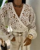 Kimono AŻUROWE NEW koła - ecru