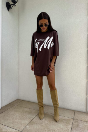 Tuniko sukienka t-shirt COLA - czekoladowa