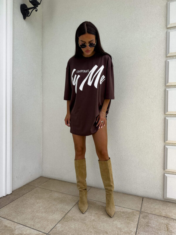 Tuniko sukienka t-shirt COLA - czekoladowa