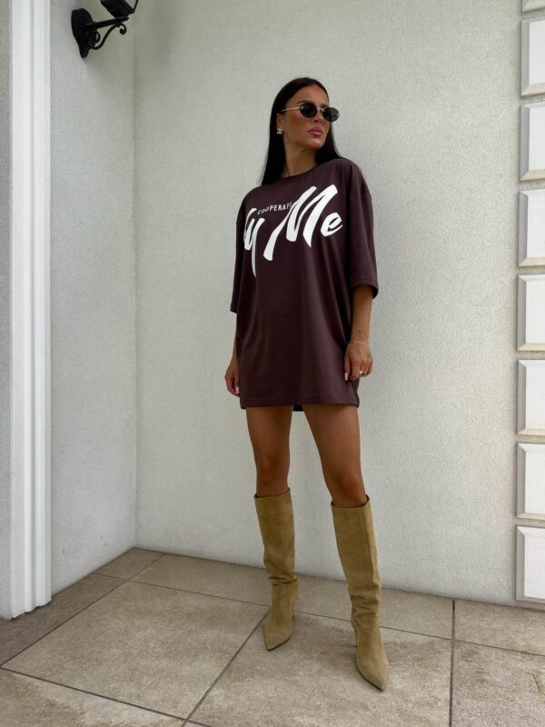 Tuniko sukienka t-shirt COLA - czekoladowa