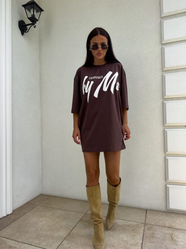 Tuniko sukienka t-shirt COLA - czekoladowa