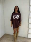 Tuniko sukienka t-shirt COLA - czekoladowa