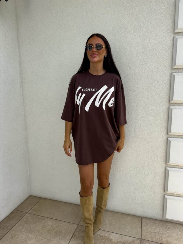 Tuniko sukienka t-shirt COLA - czekoladowa