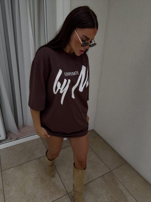 Tuniko sukienka t-shirt COLA - czekoladowa