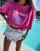 Dekatyzowany t-shirt SHELL - różowy Dekatyzowany t-shirt SHELL - różowy