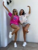 Dekatyzowany t-shirt SHELL - różowy Dekatyzowany t-shirt SHELL - różowy