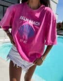 Dekatyzowany t-shirt SHELL - różowy Dekatyzowany t-shirt SHELL - różowy