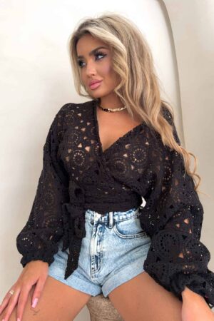 Kimono AŻUROWE koła - czarne