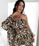 Komplet LAURENT print zebra – czekoladowa