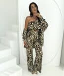 Komplet LAURENT print zebra – czekoladowa