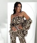 Komplet LAURENT print zebra – czekoladowa