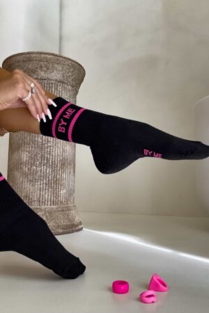 Skarpetki LOGO – czarno-różowe