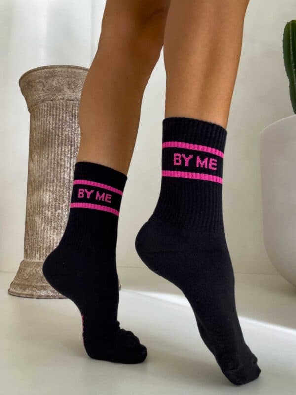 Skarpetki LOGO – czarno-różowe