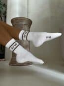 Skarpetki LOGO – ecru-beżowe