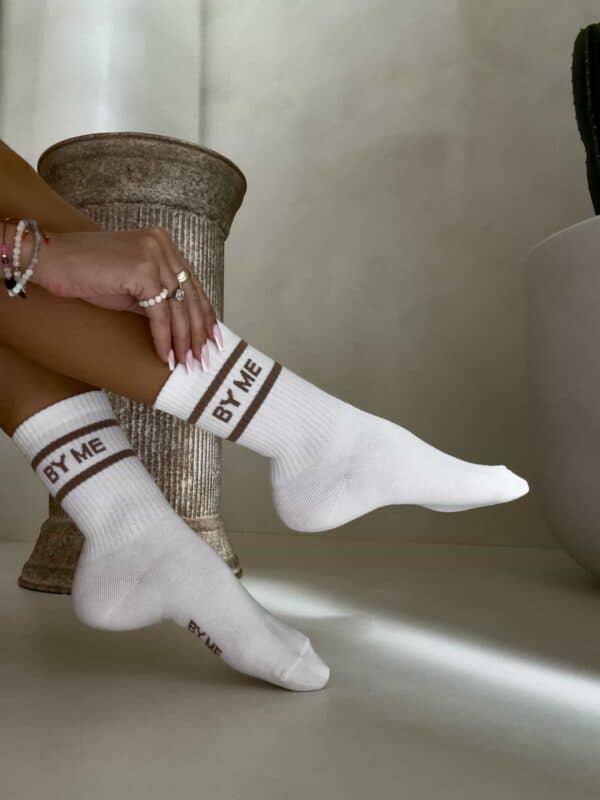 Skarpetki LOGO – ecru-beżowe