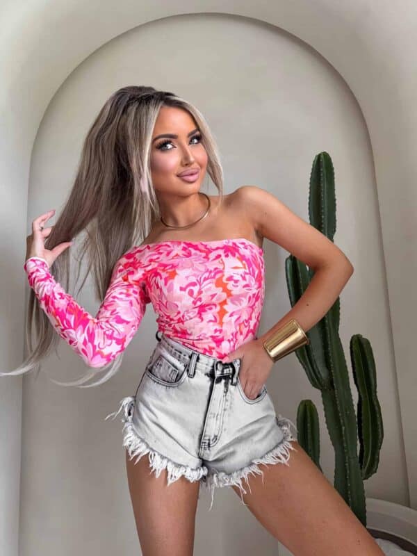 Bluzka CINTIA print - różowa