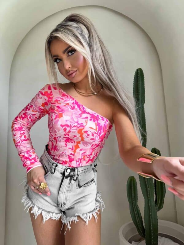 Bluzka CINTIA print - różowa