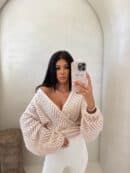 Kimono AŻUROWE jodełka - jasny beż Kimono AŻUROWE jodełka - jasny beż