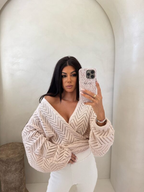 Kimono AŻUROWE jodełka - jasny beż Kimono AŻUROWE jodełka - jasny beż