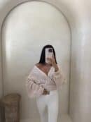 Kimono AŻUROWE jodełka - jasny beż Kimono AŻUROWE jodełka - jasny beż