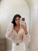 Kimono AŻUROWE jodełka - jasny beż Kimono AŻUROWE jodełka - jasny beż