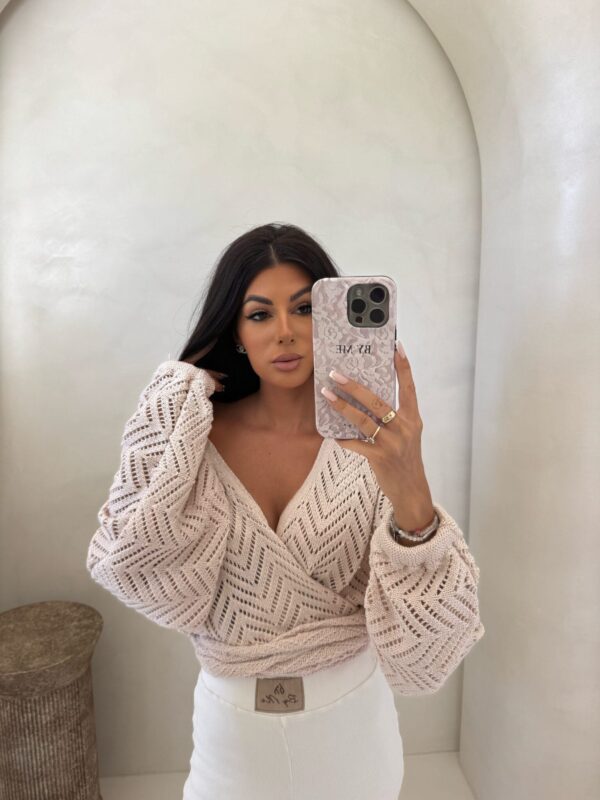 Kimono AŻUROWE jodełka - jasny beż Kimono AŻUROWE jodełka - jasny beż