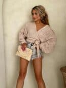 Kimono AŻUROWE jodełka - jasny beż Kimono AŻUROWE jodełka - jasny beż