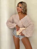 Kimono AŻUROWE jodełka - jasny beż Kimono AŻUROWE jodełka - jasny beż