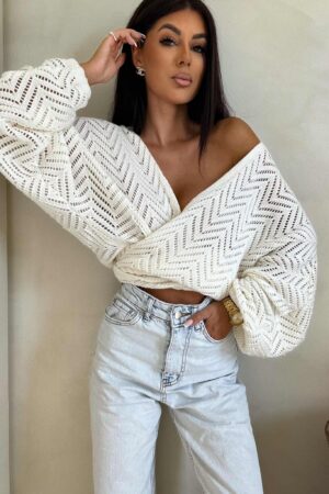 Kimono AŻUROWE jodełka - ecru Kimono AŻUROWE jodełka - ecru