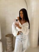 Kimono AŻUROWE jodełka - ecru