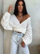 Kimono AŻUROWE jodełka - ecru