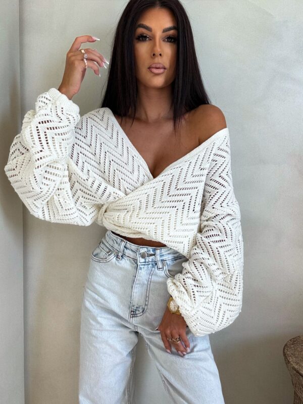 Kimono AŻUROWE jodełka - ecru