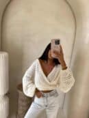 Kimono AŻUROWE jodełka - ecru