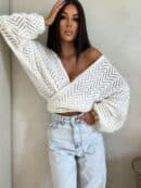 Kimono AŻUROWE jodełka - ecru