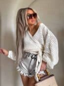 Kimono AŻUROWE jodełka - ecru