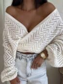 Kimono AŻUROWE jodełka - ecru