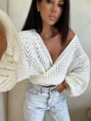 Kimono AŻUROWE jodełka - ecru