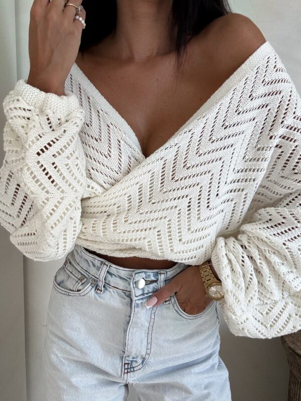 Kimono AŻUROWE jodełka - ecru