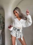 Kimono AŻUROWE jodełka - ecru