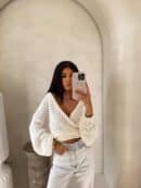 Kimono AŻUROWE jodełka - ecru