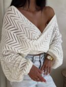 Kimono AŻUROWE jodełka - ecru
