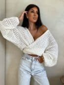 Kimono AŻUROWE jodełka - ecru