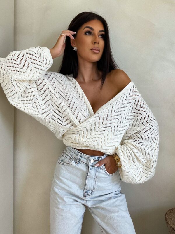 Kimono AŻUROWE jodełka - ecru