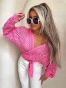 Kimono AŻUROWE jodełka - barbi róż Kimono AŻUROWE jodełka - barbi róż