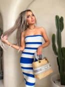 Sukienka SPAIN pasy - niebieskie Sukienka SPAIN pasy - niebieskie