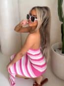 Sukienka SPAIN pasy - różowe